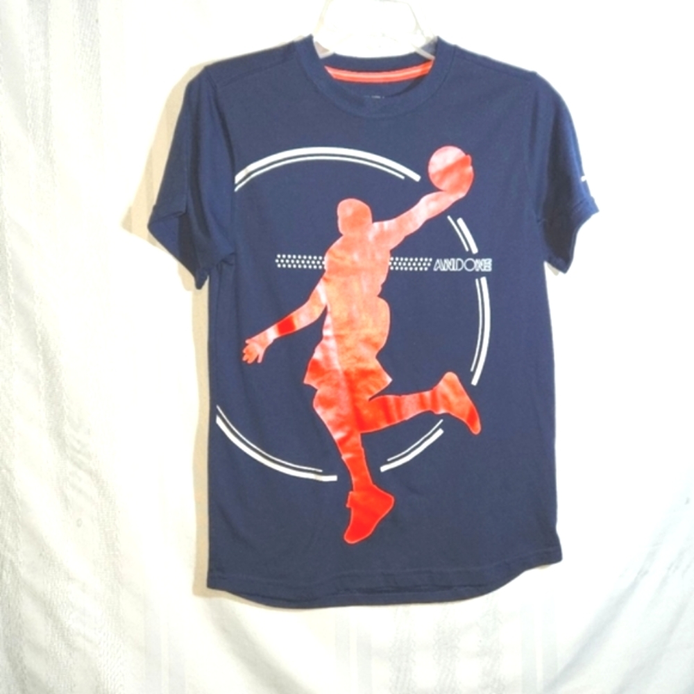 AND1 GRAPHIC GAME CHANGER BLUE AND RED BASKETBALL T-SHIRT BOYS SIZES XL